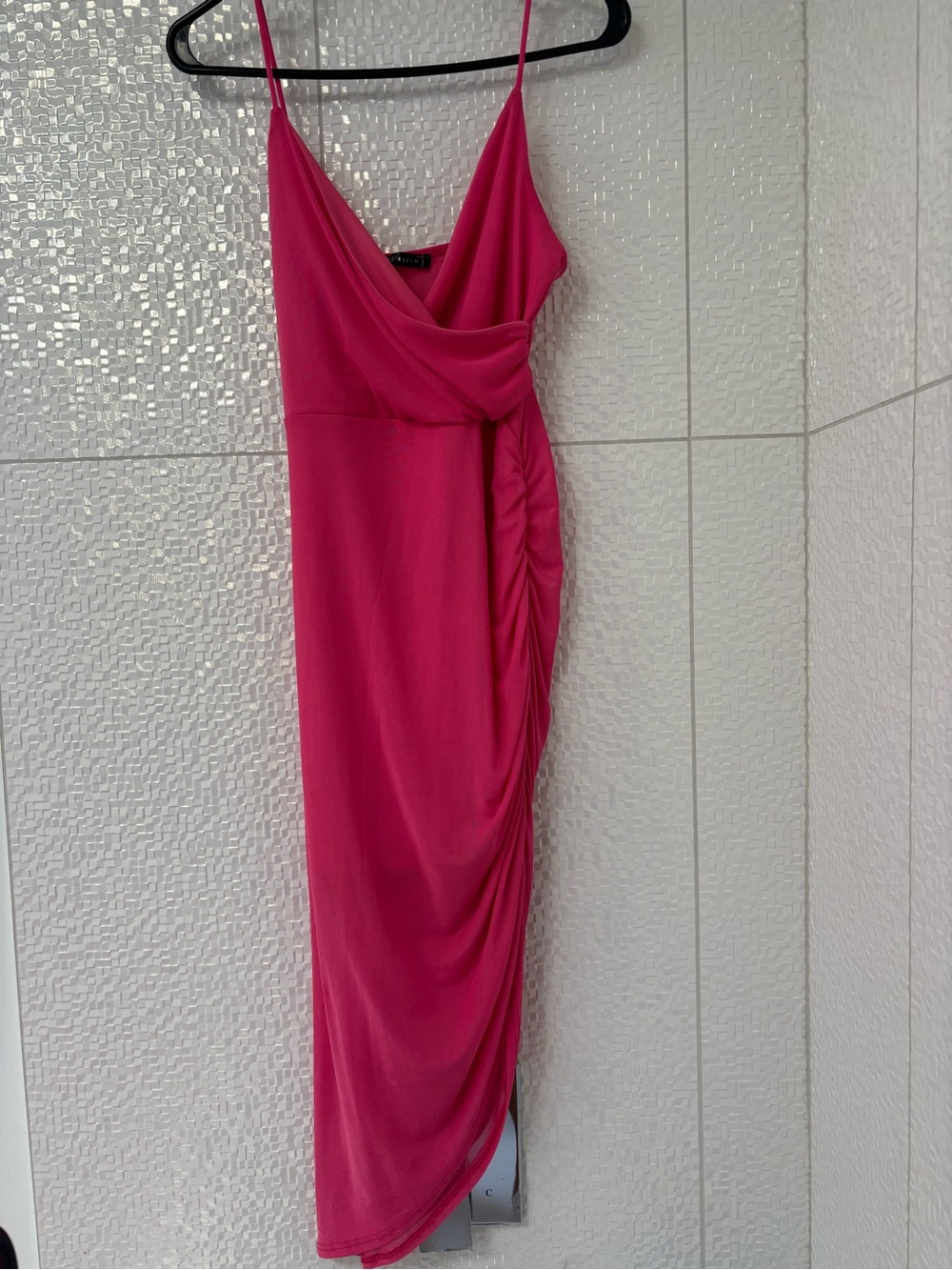 Hot Pink Ruched Slip Dress